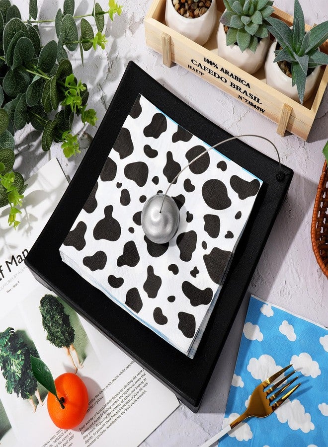 JarThenaAMCS 100Pcs Inspired Story Birthday Party Napkin Toy Inspire Game Cloud Cow Print Paper Dinner Napkin Double-Sided Black Blue Disposable Lunch Napkin For Party Supplies - Image 4